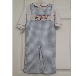 Zucchini Kids Jumpsuit Checked Santa Claus Suit W/ Embroidered Christmas Unisex